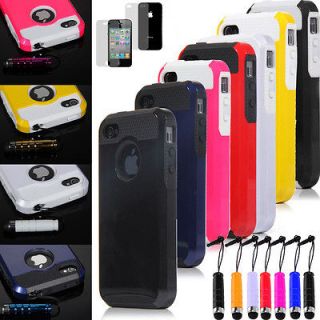   Rubber Matte Hard Case Cover For iPhone 4G 4S w/ Screen Guard 7 Color