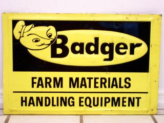 Vintage 50S WISCONSIN Badger Farm Equipment Old Sign WILD ANIMAL
