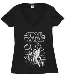Star Wars A New Hope Vintage Style V Neck Juniors Babydoll T Shirt Tee