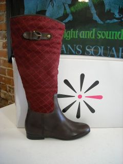 Isaac Mizrahi BROWN & BURGANDY Quilted Riding Boots NEW