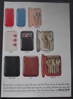 vintage 1961 fashion advert buxton key tainer cases
