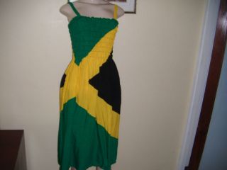 Exquiste Jamaica National Flag100% cotton Spaghetti Straps Dress One 