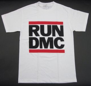 RUN DMC JAM MASTER JAY T shirt Retro Logo Hip Hop Rap Rock White Adult 