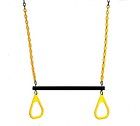 SWING TRAPEZE BAR WITH RINGS & COATED CHAIN SET SEAT OUTSIDE PARK KIDS 