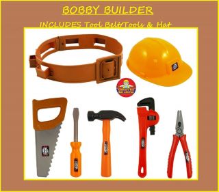 Childs BOYS Builder Bob Hat BELT & Tool Set Pocket Money Toys