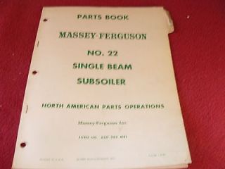 Massey Ferguson 22 Single Beam Subsoiler Original Dealers Parts Book