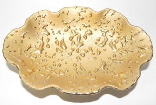 WEEPING BRIGHT GOLD Ruffle Tray hand Painted 22k gold 6 ½” X 4 ½ 
