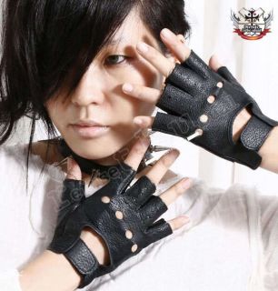 Punk Rock LADY GAGA Fingerless Motorcycle Biker Gloves