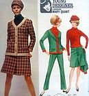 Vintage 4128 Mary Quant MOD Jacket Pants Skirt Hat Pattern size 16 