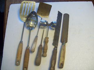 vintage lot of wood handle kitchen utensils expedited shipping 
