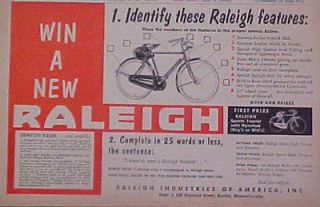 1955 Identify these Raleigh Features Bicycle~Sports Tourist Boys Bike 