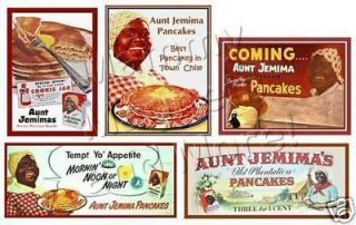 SET of FIVE   Aunt Jemima Pancake Antique Label MAGNETS