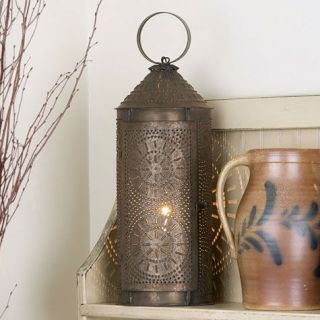 18 Chimney Lantern in Blackened Tin  Decorative Accent Lamp 
