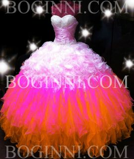 BOGINNI&CO LOVE BABY PINK/ ORANGE PROM DRESS FLOOR LENGTH BALLGOWN 