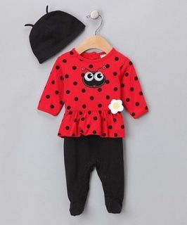   Ladybug Romper Coverall Footie + Hat 0 3 6 Mos Halloween Costume