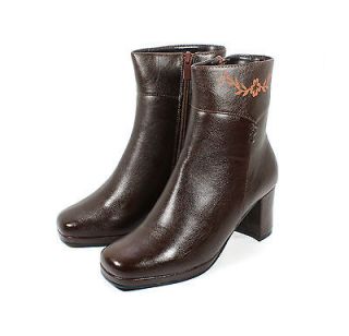 Old Style Top Moda Zip Open Woman Lady Brown flower Winter Boots Shoes 