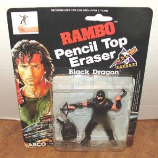 RAMBO 1986 ARCO BLACK DRAGON ENEMY PENCIL TOP ERASER ACTION FIGURE MOC