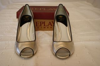 NEW REPLAY LAVE NAPPA LEATHER SILVER WOMEN SHOES SIZE US 9 ERU 40