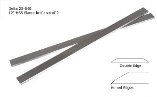 Delta 22 540 12 HSS Planer Blade Knife set double edged 12 x 3/4 x 