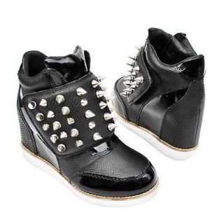 Jeffrey Campbell $225 Metal Stud Wedge Leather Sneaker Teramo Spike 
