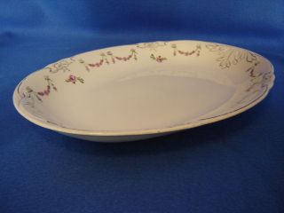 Wedgwood & Sons Platter Semi Porcelain green crown mark Ribbon & Roses 