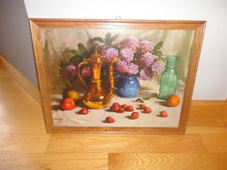 vintage rudolph colao print in wood frame 