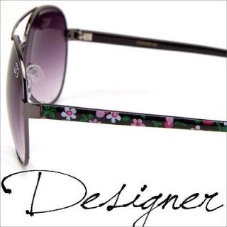 Womens Sunglasses Aviator Flowers Designer Large Lens Ladies New 