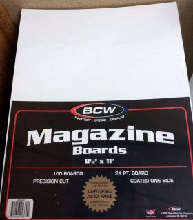100 STANDARD Boards New BCW Magazine Protector Sleeve Backer Pack 