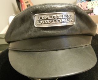   Vintage Aviator Leather Captains Hat Large Ivy Cap Be Bop Cabbie
