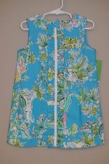 Lilly Pulitzer Girls Little Lilly Shift Dress in Turquoise Jungle Glam 