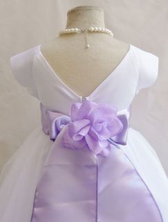 NWT WHITE LILAC LAVENDER BRIDESMAID PARTY TODDLER PAGEANT FLOWER GIRL 