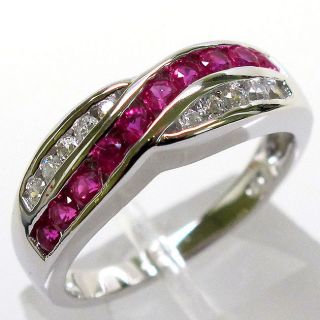 STYLISH RUBY CLEAR MICRO PAVE 925 STERLING SILVER RING SIZE 9