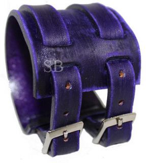 SB001EMOR WRISTBAND first class leather bracelet cuff 2 straps WORN 
