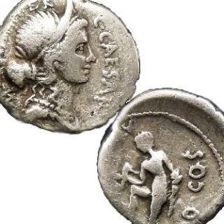 RARE JULIUS CAESAR Ancient Roman Silver Denarius VENUS Prow TRISKELES 