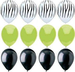   PRINT Black Stripes Kiwi Lime Green Latex Helium Party 11 Balloons