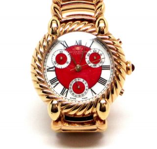   VAN DER BAUWEDE Adelaide Gold Red White Chronograph Swiss Made Watch