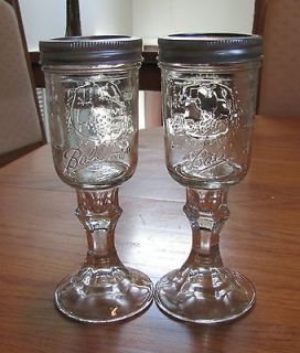 Set of 2 Redneck Hillbilly Mason Jar Wine Glasses   8oz Standard Wine 