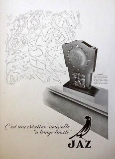 1949 JAZ CLOCKS AD Original French Art Deco Advert / Print (7276)