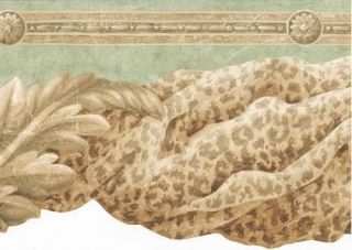 Leopard Skin Swag Draping Green Gold Sale $8 Wallpaper Border 268