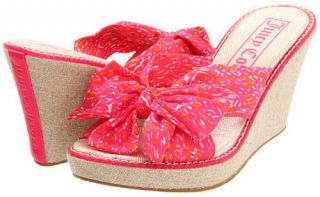 NIB NEW AUTH JUICY COUTURE BOW WEDGE SCARF PRINT SANDALS SHOES PINK 