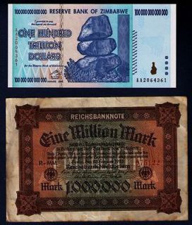 100 trillion zimbabwe dollars 1 million german marks one day
