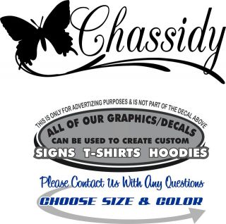 Chassidy Name Butterfly Decal 4 Laptop Car Window School Locker Wall 