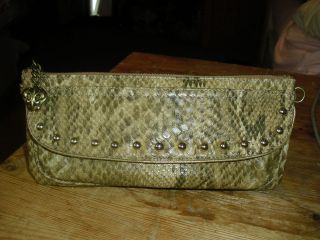 Kathy Van Zeeland Brown Snakeskin Clutch Bag / Shoulder Handbag