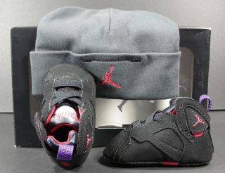 Jordan Retro 7 Raptors Black Red Purple Infants Baby Crib [305076 018]