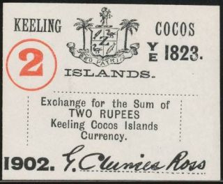 keeling cocos 2 rupees 1902 p s127 unc from germany