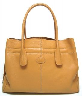 NEW JP TODS Lady D Leather Large Tote Handbag CAMEL NWT 