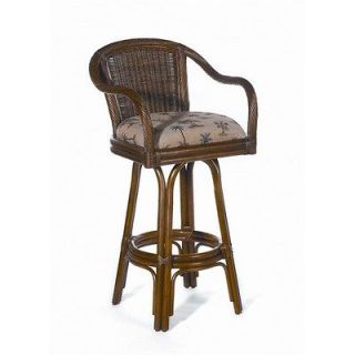 Key West Indoor Rattan 24 Swivel Counter Stool in Antique Finish