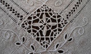 Antique French Metis Linen Tablecloth Lapkin Napkins Needle Lace 