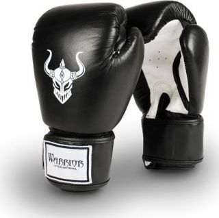 Warrior Synthetic Boxing Gloves Black mma muay thai boxing kickboxing
