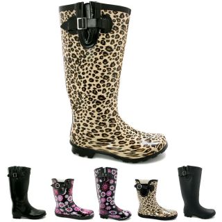 new womens snow rain welly wellington flat wide calf boots